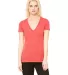BELLA 8435 Womens Fitted Tri-blend Deep V T-shirt in Red triblend front view