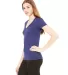 BELLA 8435 Womens Fitted Tri-blend Deep V T-shirt in Navy triblend side view