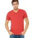 BELLA+CANVAS 3415 Men's Tri-blend V-Neck T-shirt in Red triblend front view