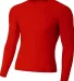N3133 A4 Long Sleeve Compression Crew in Scarlet front view