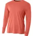 N3165 A4 Adult Cooling Performance Long Sleeve Cre in Coral front view