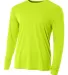 N3165 A4 Adult Cooling Performance Long Sleeve Cre in Lime front view