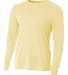N3165 A4 Adult Cooling Performance Long Sleeve Cre in Light yellow front view