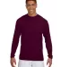 N3165 A4 Adult Cooling Performance Long Sleeve Cre in Maroon front view