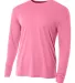 N3165 A4 Adult Cooling Performance Long Sleeve Cre in Pink front view