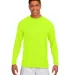 N3165 A4 Adult Cooling Performance Long Sleeve Cre in Safety yellow front view