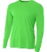N3165 A4 Adult Cooling Performance Long Sleeve Cre in Safety green front view