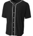 N4184 A4 Adult Short Sleeve Full Button Baseball T in Black front view