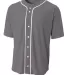 N4184 A4 Adult Short Sleeve Full Button Baseball T in Graphite front view