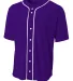 N4184 A4 Adult Short Sleeve Full Button Baseball T in Purple front view