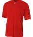 NB3143 A4 Youth Tek 2-Button Henley SCARLET front view