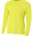 NB3165 A4 Youth Cooling Performance Long Sleeve Cr in Safety yellow front view