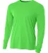NB3165 A4 Youth Cooling Performance Long Sleeve Cr in Safety green front view