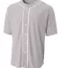 NB4184 A4 Youth Short Sleeve Full Button Baseball  GREY front view
