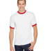 710 Augusta Sportswear Ringer T-Shirt in White/ red front view