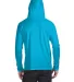 987 Anvil Ringspun Long-Sleeve Hooded T-Shirt in Carib blue/ d gr back view