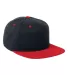 110F Flexfit Wool Blend Flat Bill Snapback Cap  BLACK/ RED front view