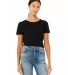 BELLA 6681 Womens Poly-Cotton Crop Top in Black front view
