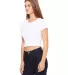 BELLA 6681 Womens Poly-Cotton Crop Top in White side view