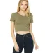 BELLA 6681 Womens Poly-Cotton Crop Top in Heather olive front view