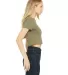 BELLA 6681 Womens Poly-Cotton Crop Top in Heather olive side view