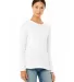 BELLA 6500 Womens Long Sleeve T-shirt in White front view