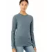 BELLA 6500 Womens Long Sleeve T-shirt in Heather slate front view