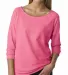 Next Level 6951 Terry Raw-Edge 3/4-Sleeve Raglan in Neon hthr pink front view