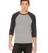 BELLA+CANVAS 3200 Unisex Baseball Tee in Gry/ chr blk trb front view