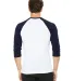 BELLA+CANVAS 3200 Unisex Baseball Tee in White/ navy back view