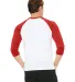 BELLA+CANVAS 3200 Unisex Baseball Tee in White/ red back view