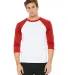 BELLA+CANVAS 3200 Unisex Baseball Tee in White/ red front view