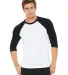 BELLA+CANVAS 3200 Unisex Baseball Tee in White/ black front view