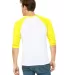 BELLA+CANVAS 3200 Unisex Baseball Tee in Wht/ neon yellow back view