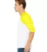 BELLA+CANVAS 3200 Unisex Baseball Tee in Wht/ neon yellow side view