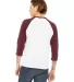 BELLA+CANVAS 3200 Unisex Baseball Tee in White/ maroon back view