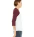BELLA+CANVAS 3200 Unisex Baseball Tee in White/ maroon side view